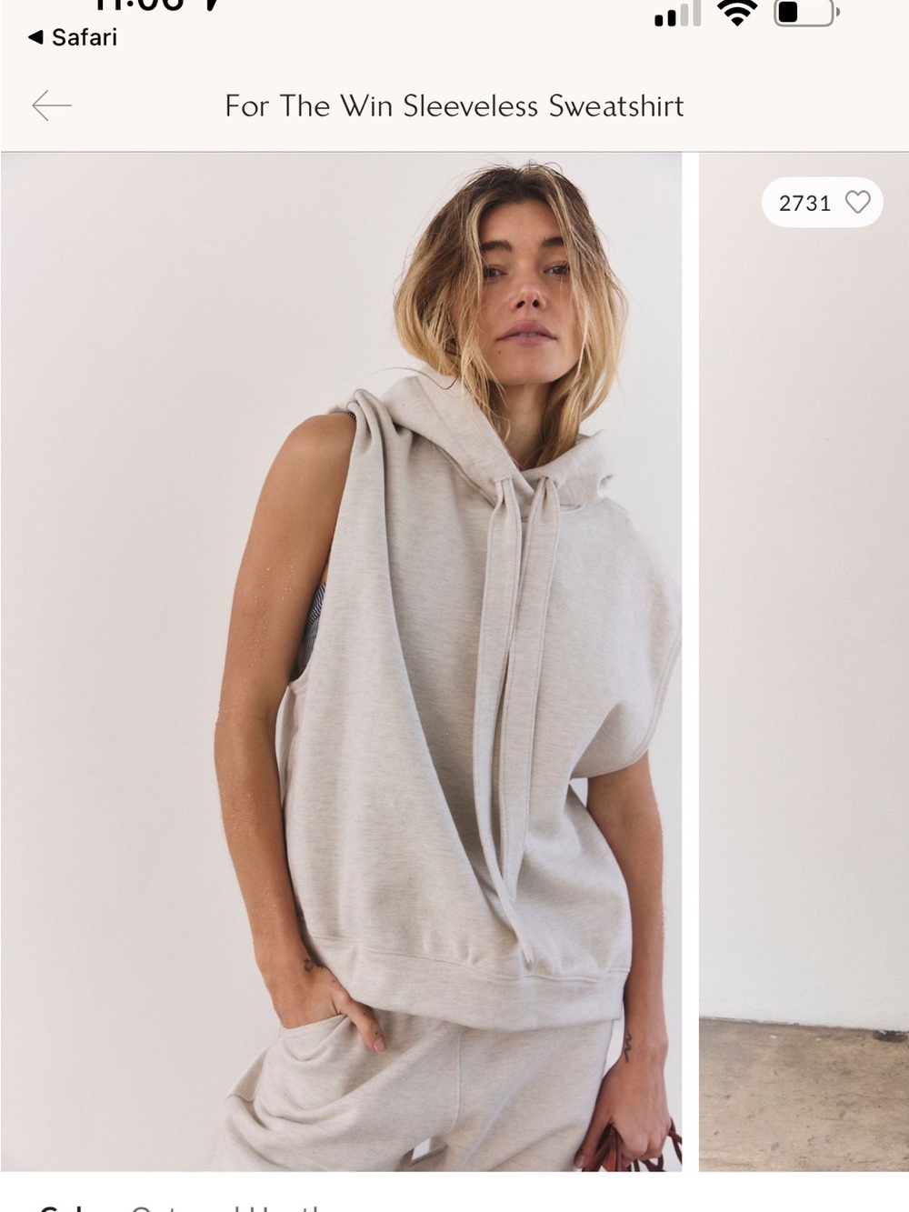 FP Movement by Free People For The Win Sleeveless Sweatshirt in Light Oat